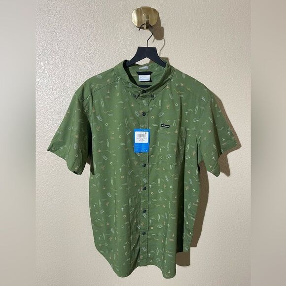 Columbia Green Casual Button Down Shirt - Picture 1 of 7